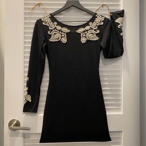 Black & Cream Embroidered Dress